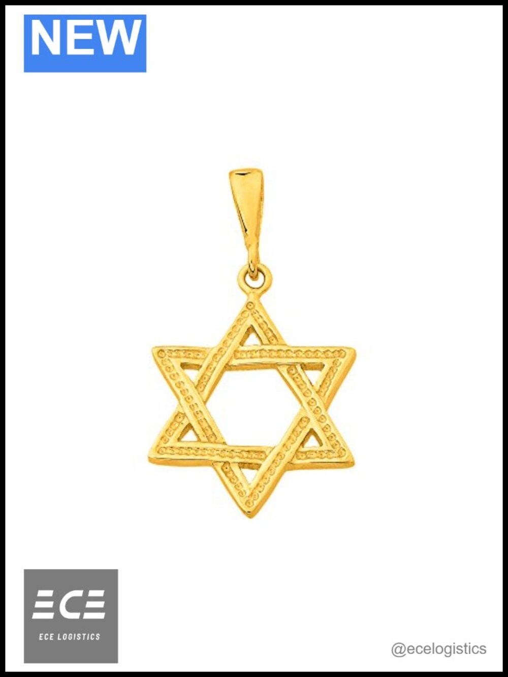 14k Yellow Gold Jewish Star of David Charm Pendant Handmade Polished